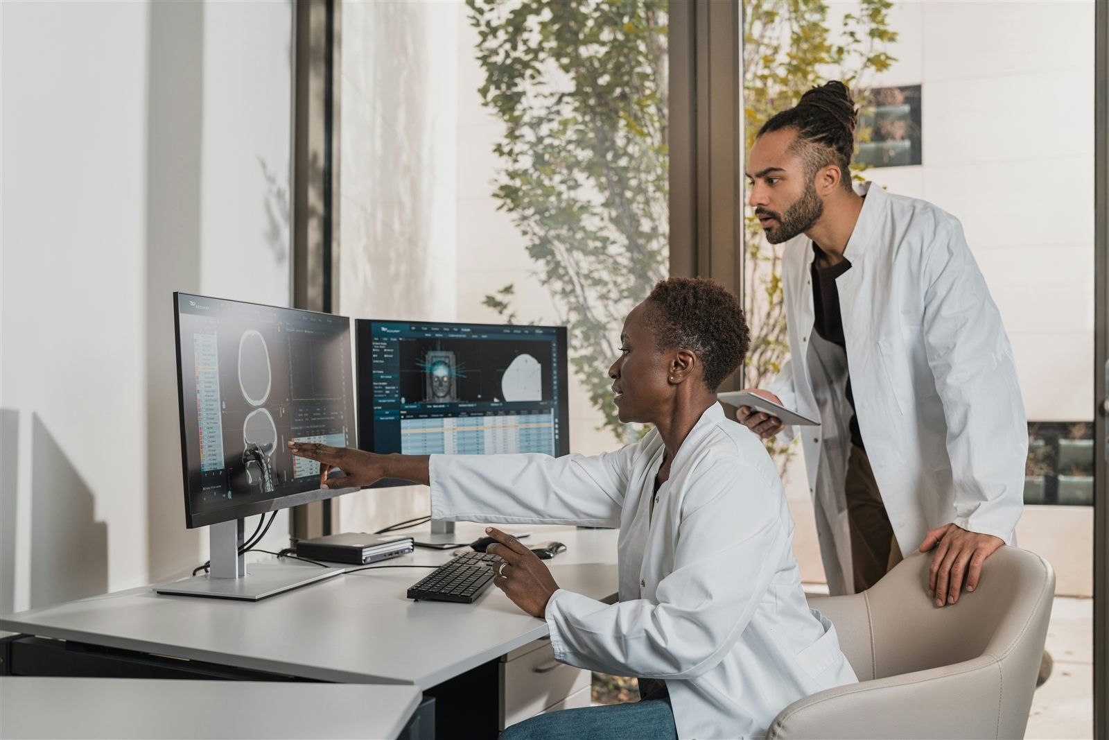 Physicians reviewing scans in a medical practice